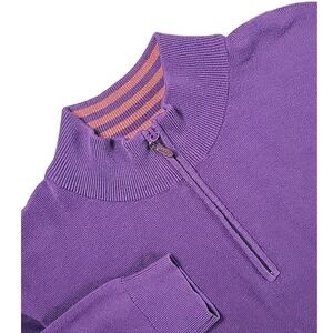 J McLaughlin BURGANDY Ribbed‎ 1/4 Zip Pullover Sweater Men's Size MEDIUM